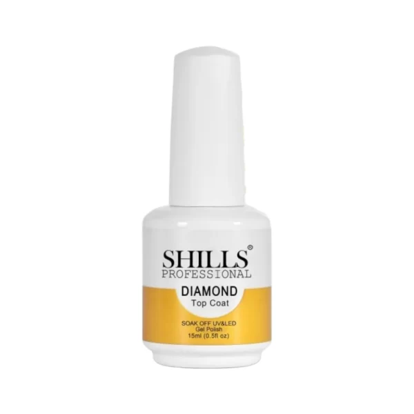 Shills Professional Diamond Top Coat – High Gloss Gel Finish | UV/LED Soak-Off Gel Polish (15ml)