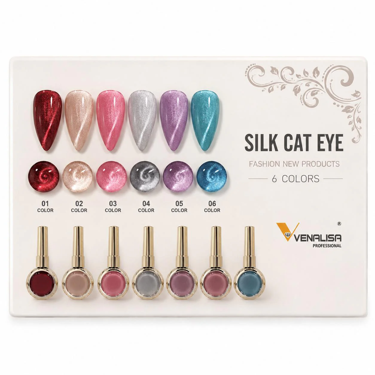 VenalisaSilkCatEyeGelNailPolishSetimg3_1512x1512 Silk Cat eye Kit - 6 Pcs - Image 1