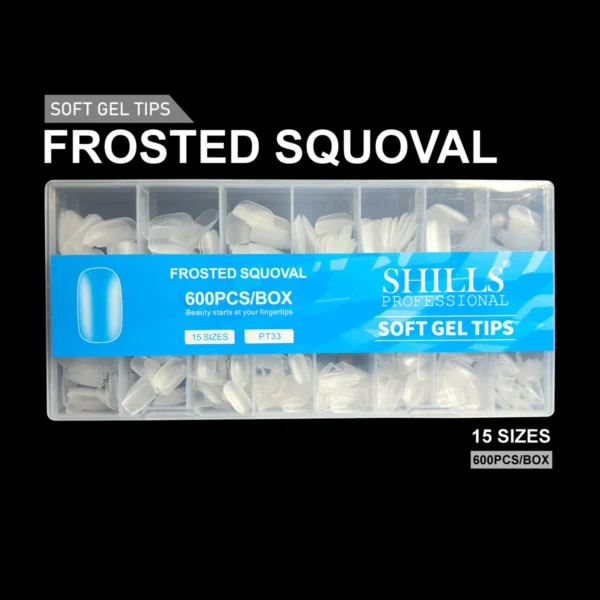 Frosted Squoval Soft Gel Tips – 600pcs CLEAR