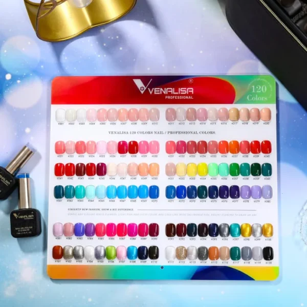 HEMA-Free Gel Polish – 120 Colors Shade Card Display | 10ml Salon Collection - Venalisa