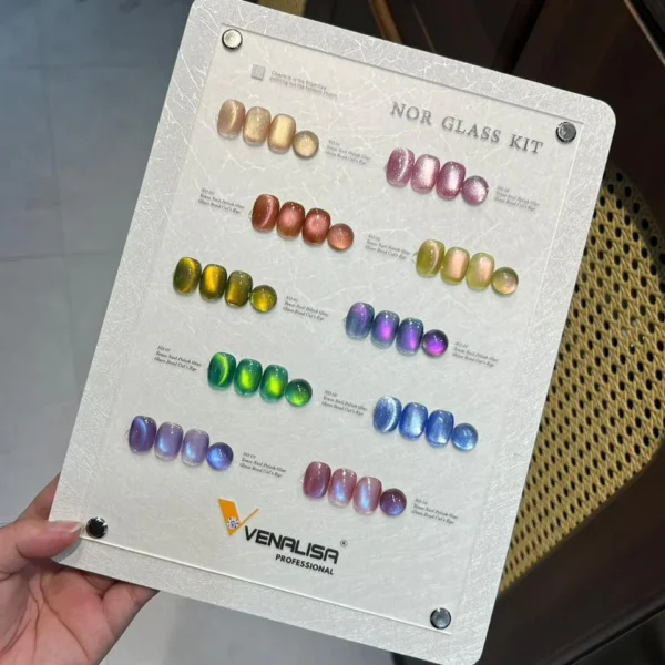 NOR Glass Cat Eye Gel Polish Kit 15ml – Magnetic Glass Effect | Free Magnet & Shade Card - Venalisa