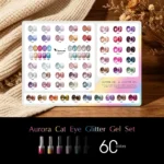Aurora Cat Eye Glitter Gel Set 60 Colors With Color Display TPO Free Hema Free - Image 2